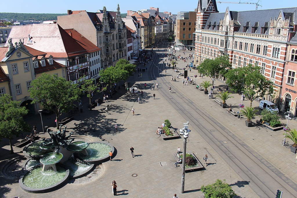 Eine Luftaufnahme des Erfurt Angers