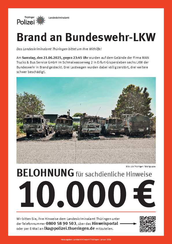 Plakat zum Zeugenaufruf