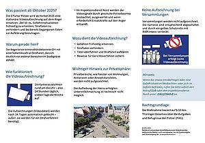 Informationsblatt zur Videoüberwachung des Angers in Erfurt