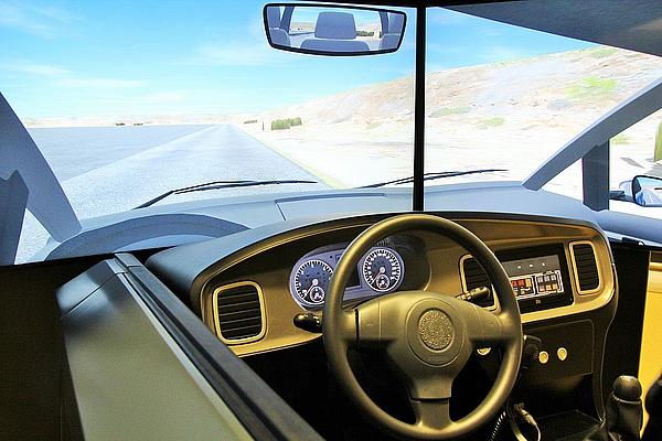 Innenraum des Fahrsimulators