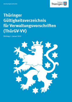 Deckblatt von einem Verzeichnis in dem alle Vorschriften für das Bundesland Thüringen aufgeschrieben sind.
