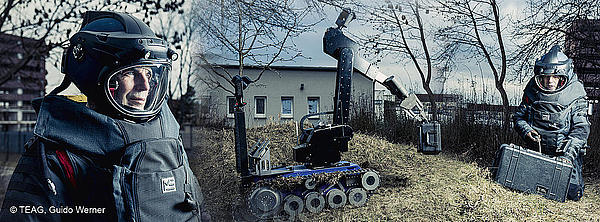 Fotocollage Bombenentschärfer
