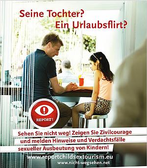 ein Poster zu einer Kindersex-Tourismus