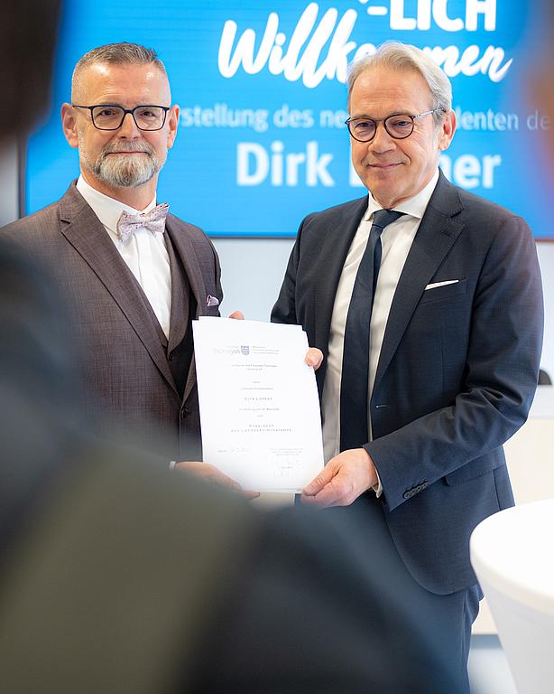 links: der neue LKA-Präsident Dirk Löther, rechts: Thüringens Innenminister Georg Maier