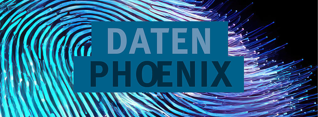 Textbild: Datenphönix, im Hintergrund ist ein digitaler Fingerabdruck zu sehen